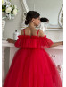 Red Tulle Flower Girl Dress Christmas Party Dress